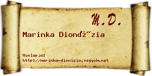 Marinka Dionízia névjegykártya
